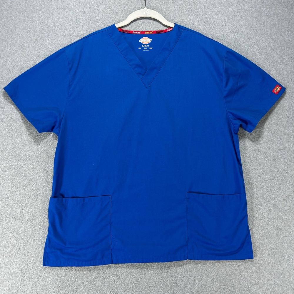Dickies Scrub Top 86706 Unisex L Royal Blue Workwear Medical Utility